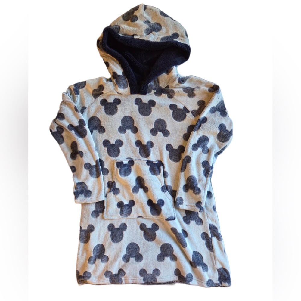 Disney Mickey Mouse Patterned Hoodie - Gray and Black